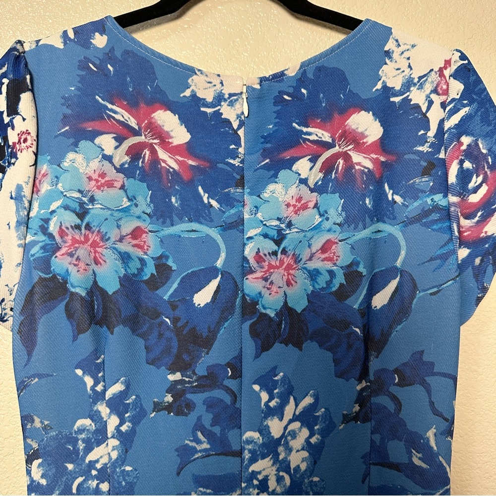 Adrianna Papell Sheath Floral Side Drape Dress Sz 12 - Picture 5 of 10